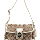 Coach F14282 Beige Signature C Turnlock Shoulder Bag