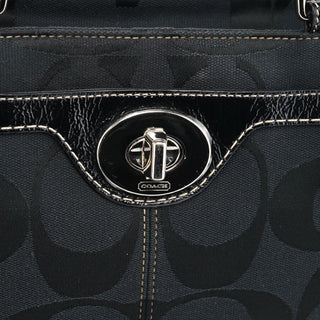 Coach F14415 Black Signature Turnlock Tote Bag