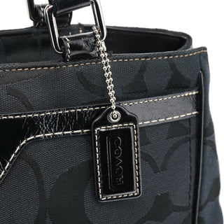 Coach F14415 Black Signature Turnlock Tote Bag