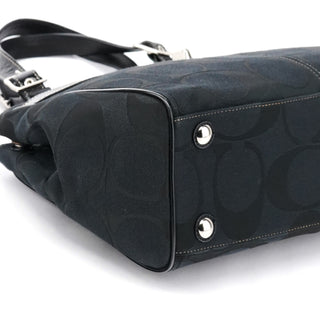 Coach F14415 Black Signature Turnlock Tote Bag
