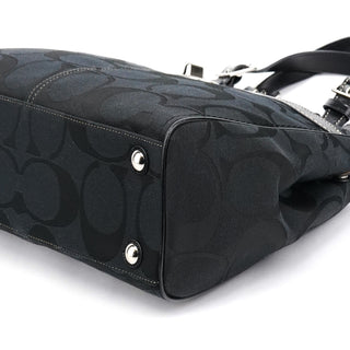Coach F14415 Black Signature Turnlock Tote Bag