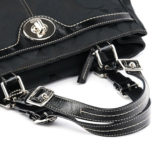 Coach F14415 Black Signature Turnlock Tote Bag