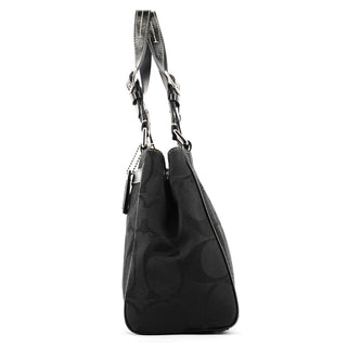 Coach F14415 Black Signature Turnlock Tote Bag