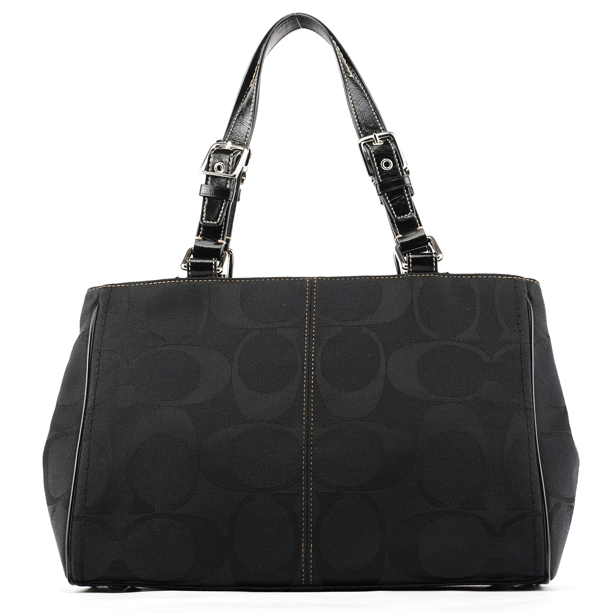 Coach F14415 Black Signature Turnlock Tote Bag