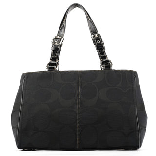 Coach F14415 Black Signature Turnlock Tote Bag