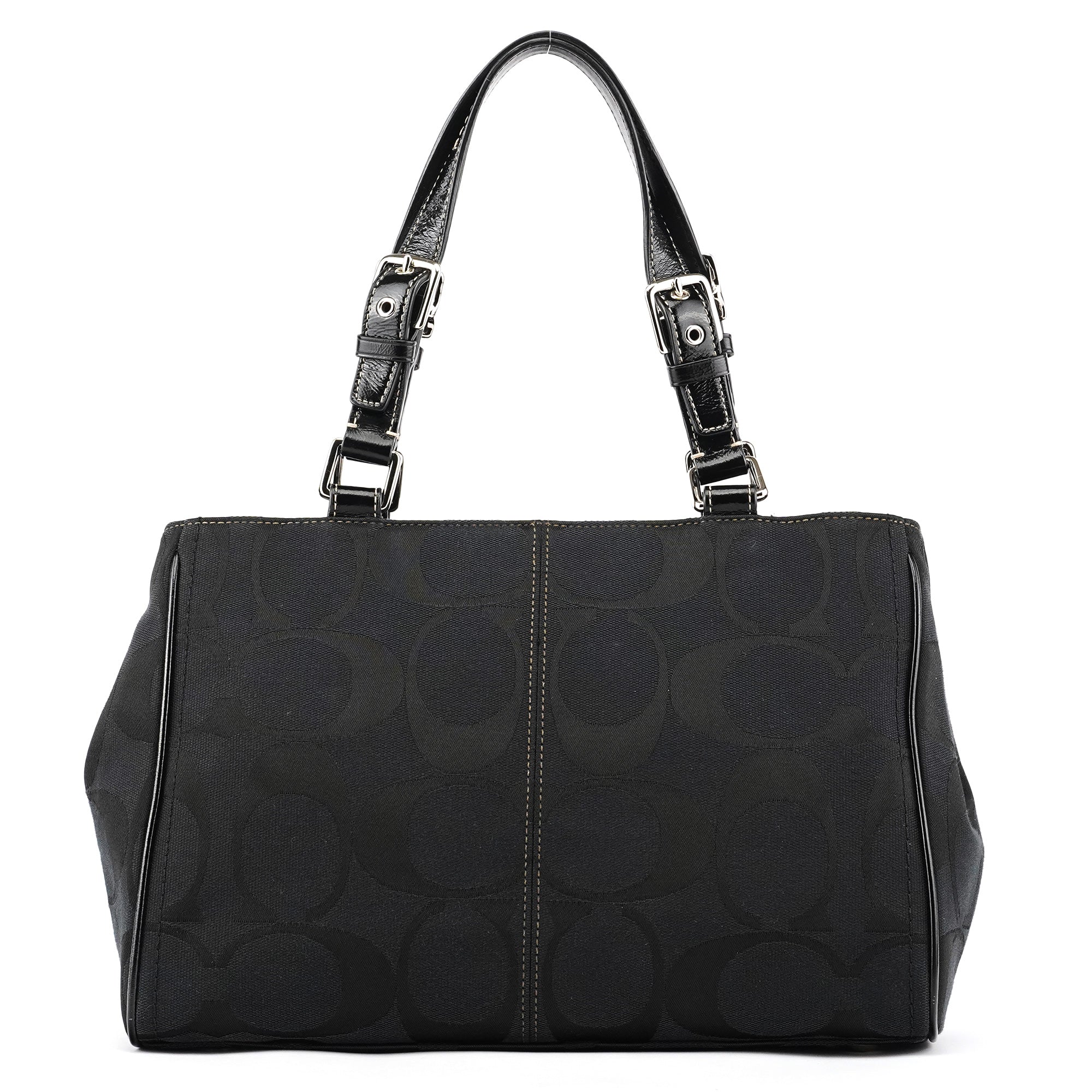 Coach F14415 Black Signature Turnlock Tote Bag