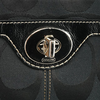Coach F14415 Black Signature Turnlock Tote Bag