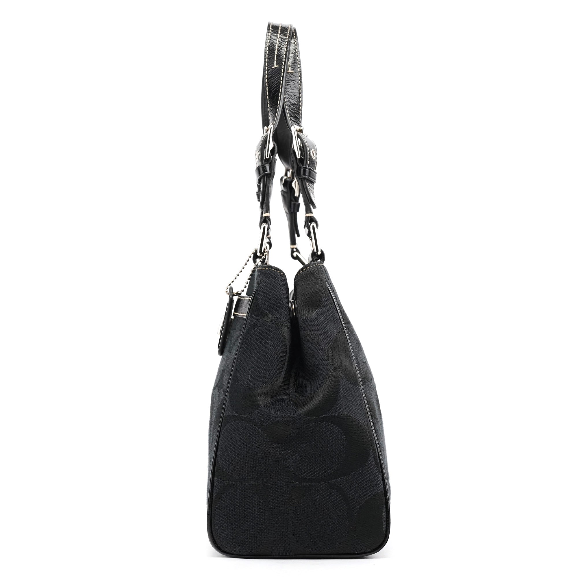 Coach F14415 Black Signature Turnlock Tote Bag