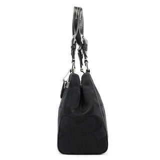Coach F14415 Black Signature Turnlock Tote Bag
