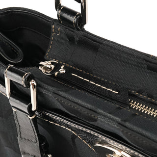Coach F14415 Black Signature Turnlock Tote Bag