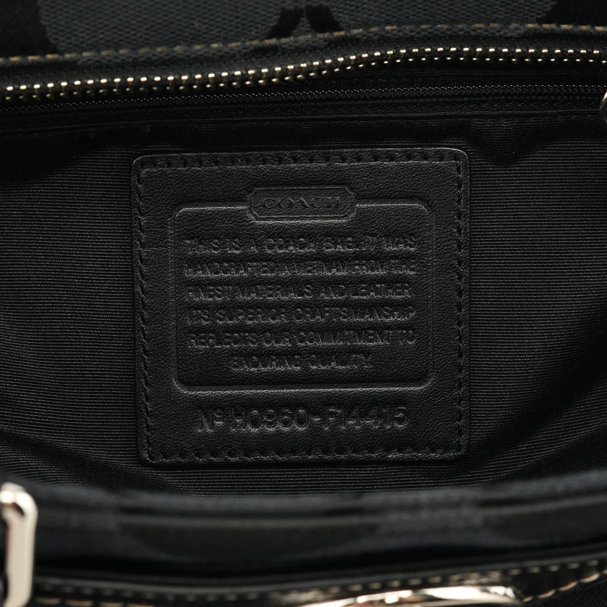 Coach F14415 Black Signature Turnlock Tote Bag