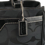 Coach F14415 Black Signature Turnlock Tote Bag