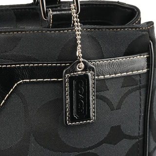 Coach F14415 Black Signature Turnlock Tote Bag