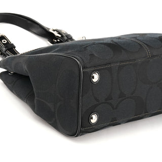 Coach F14415 Black Signature Turnlock Tote Bag