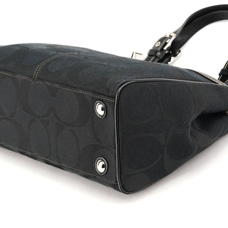 Coach F14415 Black Signature Turnlock Tote Bag