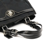Coach F14415 Black Signature Turnlock Tote Bag