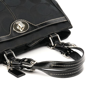 Coach F14415 Black Signature Turnlock Tote Bag