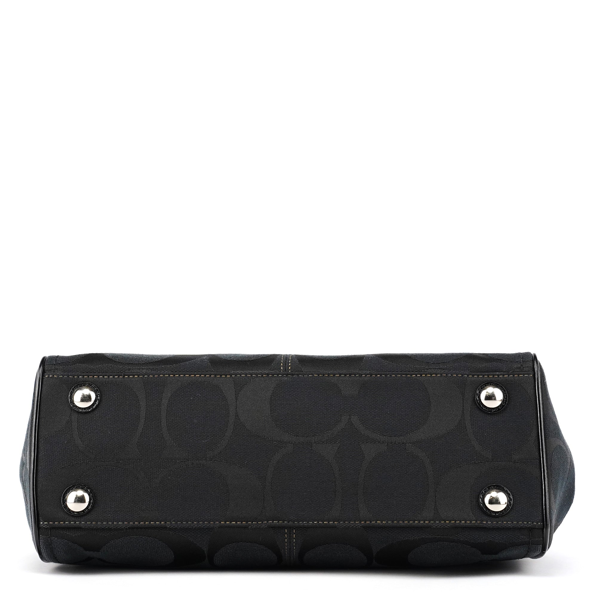 Coach F14415 Black Signature Turnlock Tote Bag