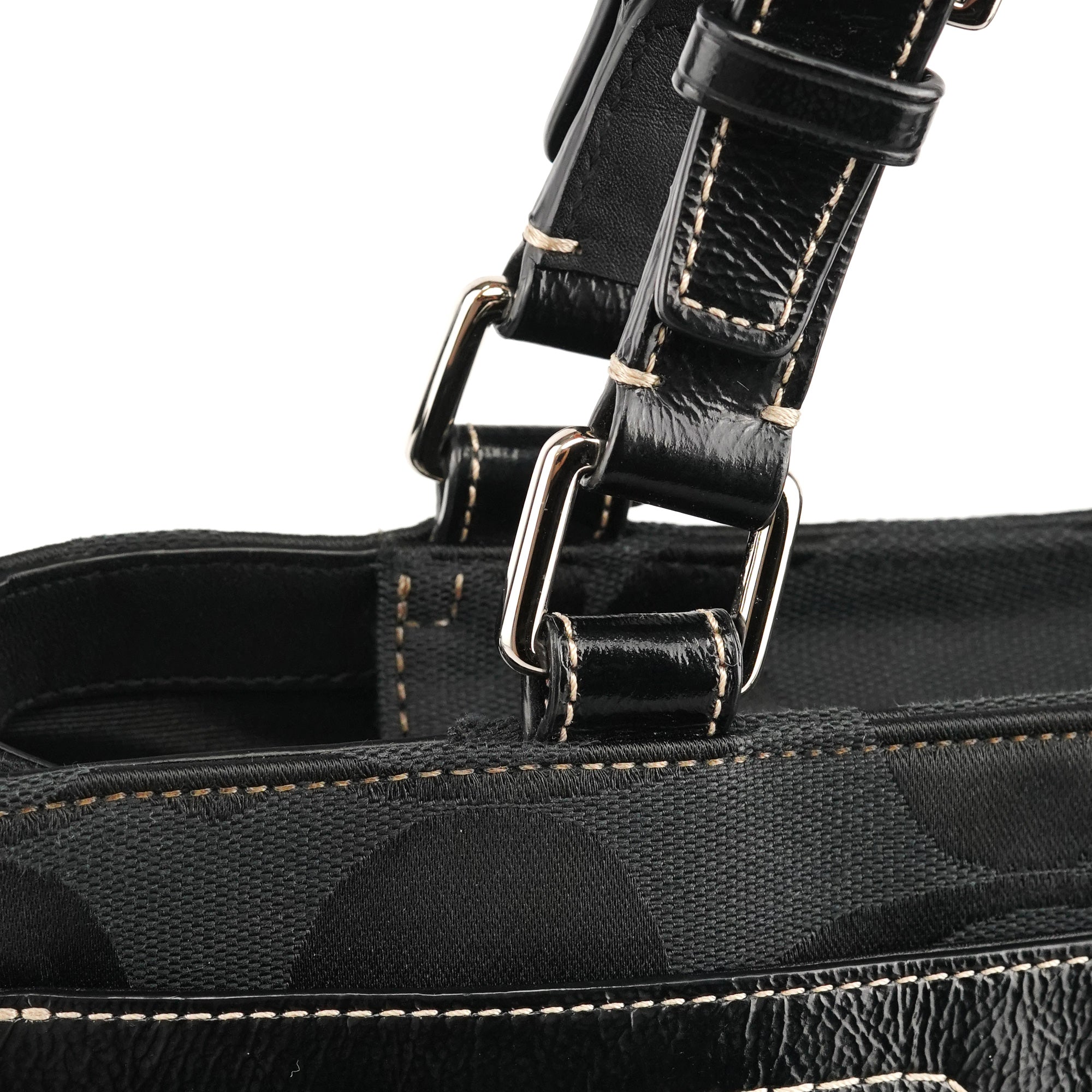 Coach F14415 Black Signature Turnlock Tote Bag