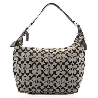 Coach F14691 Grey Black Signature Penelope Hobo Bag