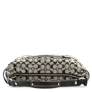 Coach F14691 Grey Black Signature Penelope Hobo Bag