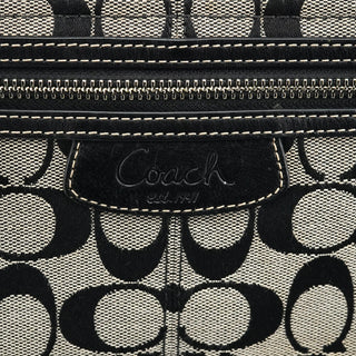 Coach F14691 Grey Black Signature Penelope Hobo Bag