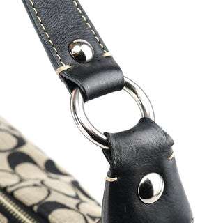 Coach F14691 Grey Black Signature Penelope Hobo Bag