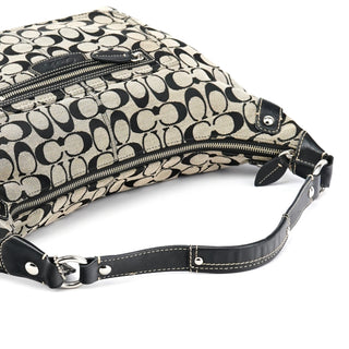 Coach F14691 Grey Black Signature Penelope Hobo Bag