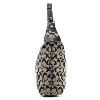 Coach F14691 Grey Black Signature Penelope Hobo Bag