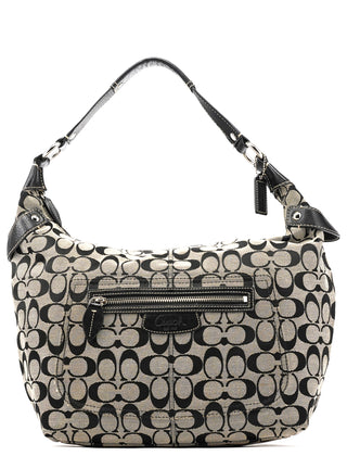 Coach F14691 Grey Black Signature Penelope Hobo Bag