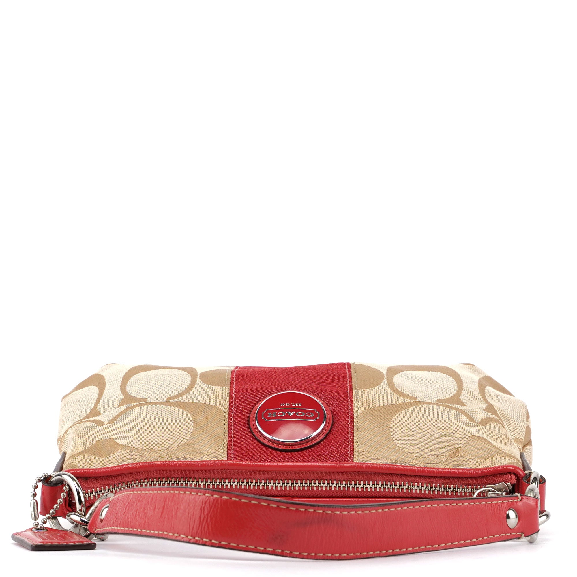 Coach F15111 Beige Red Signature C Hobo Shoulder Bag