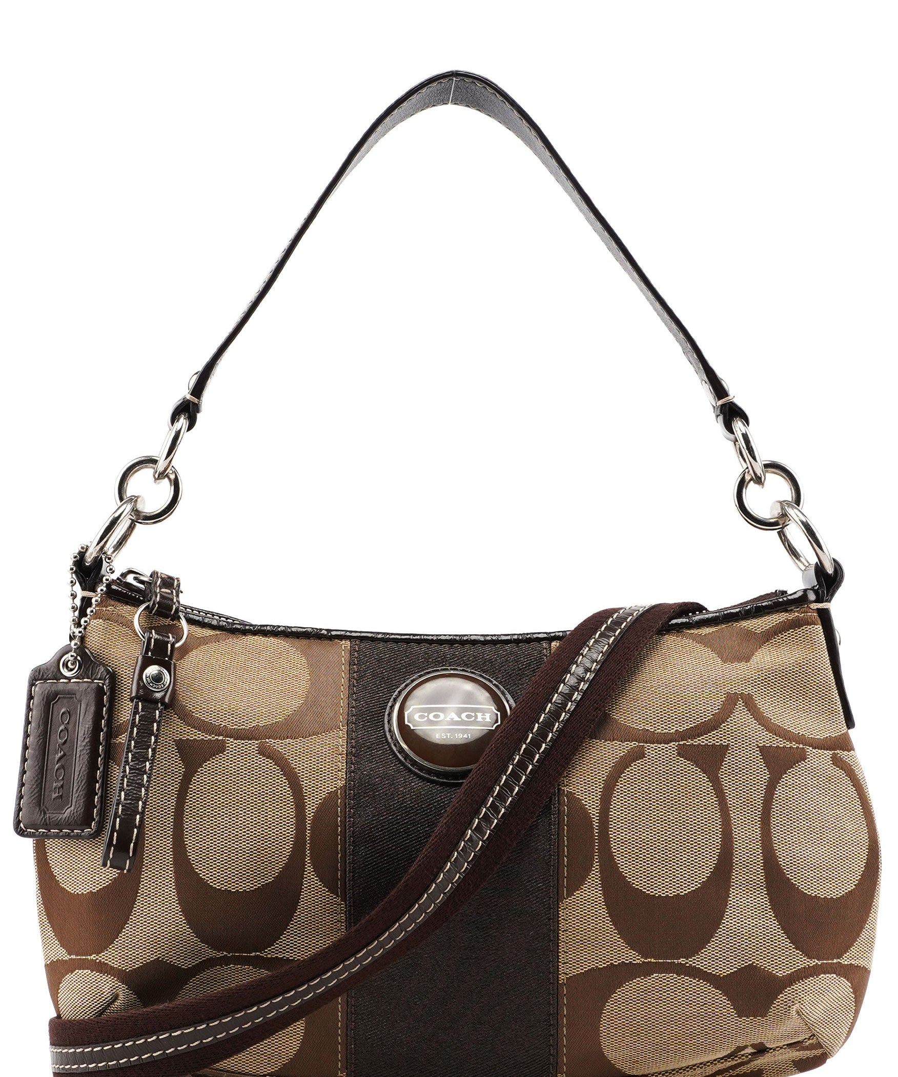 Coach F15111 Beige Signature C 2-Way Shoulder Bag
