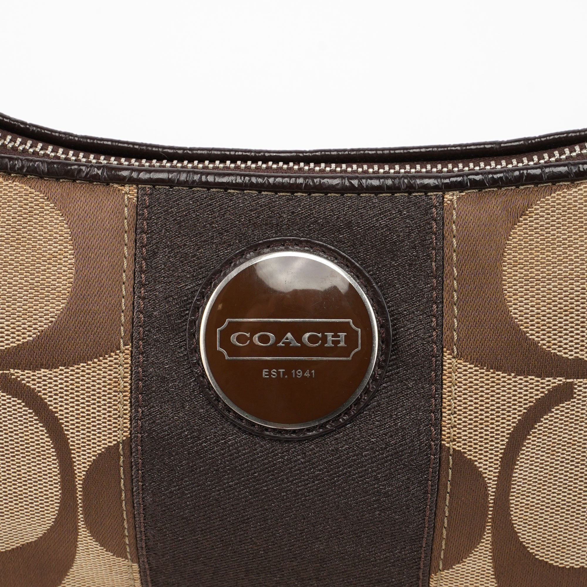 Coach F15111 Beige Signature C 2-Way Shoulder Bag