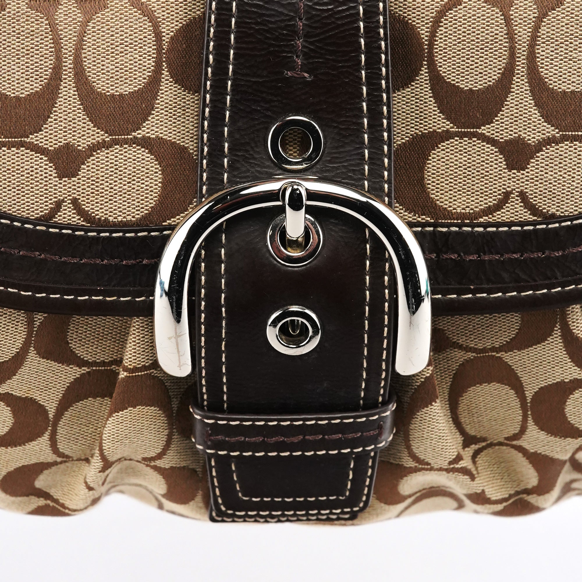 Coach F15203 Beige Signature Soho Shoulder Bag