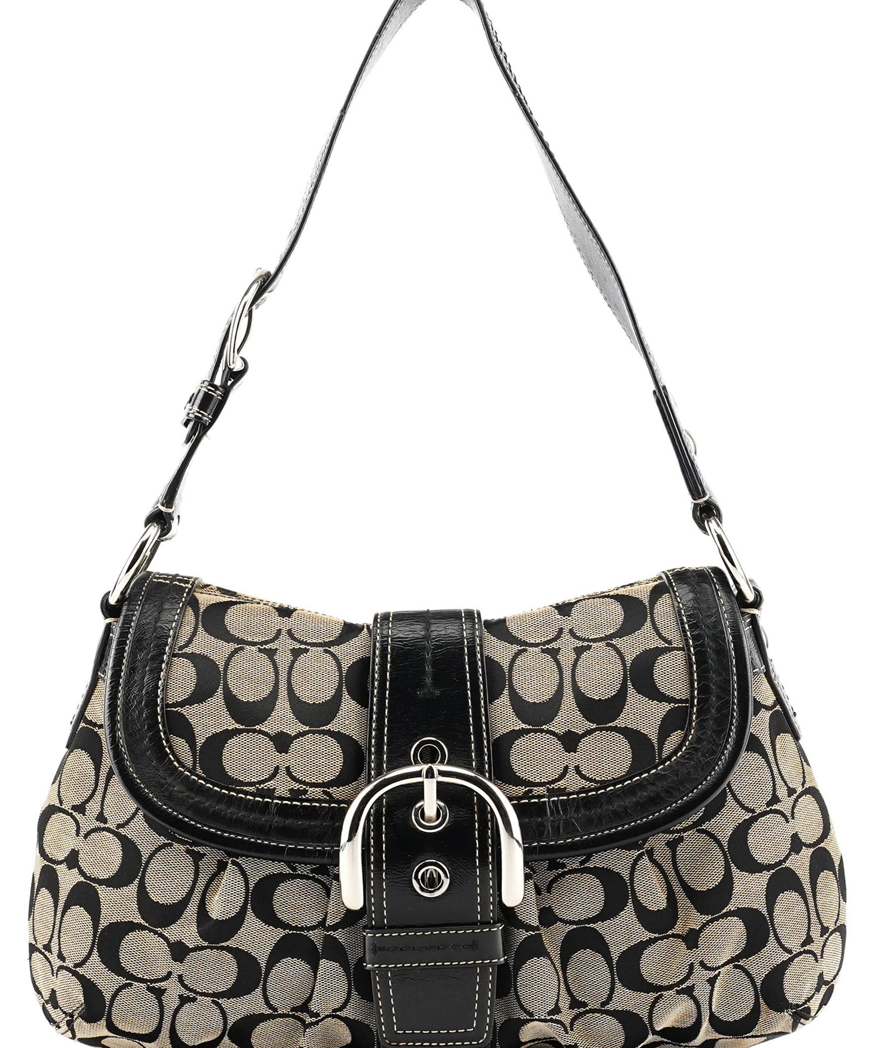 Coach F15203 Grey Black Signature Soho Shoulder Bag