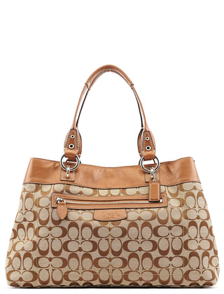 Coach F15534 Beige Brown Signature Canvas Penelope Tote Bag