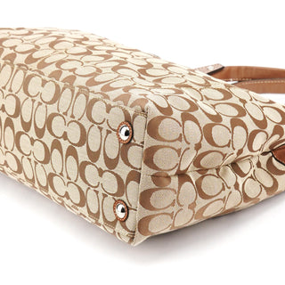Coach F15534 Beige Brown Signature Canvas Penelope Tote Bag