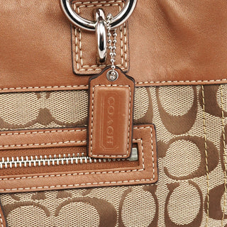 Coach F15534 Beige Brown Signature Canvas Penelope Tote Bag