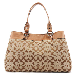 Coach F15534 Beige Brown Signature Canvas Penelope Tote Bag