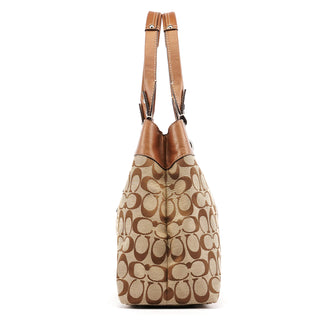 Coach F15534 Beige Brown Signature Canvas Penelope Tote Bag