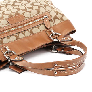 Coach F15534 Beige Brown Signature Canvas Penelope Tote Bag