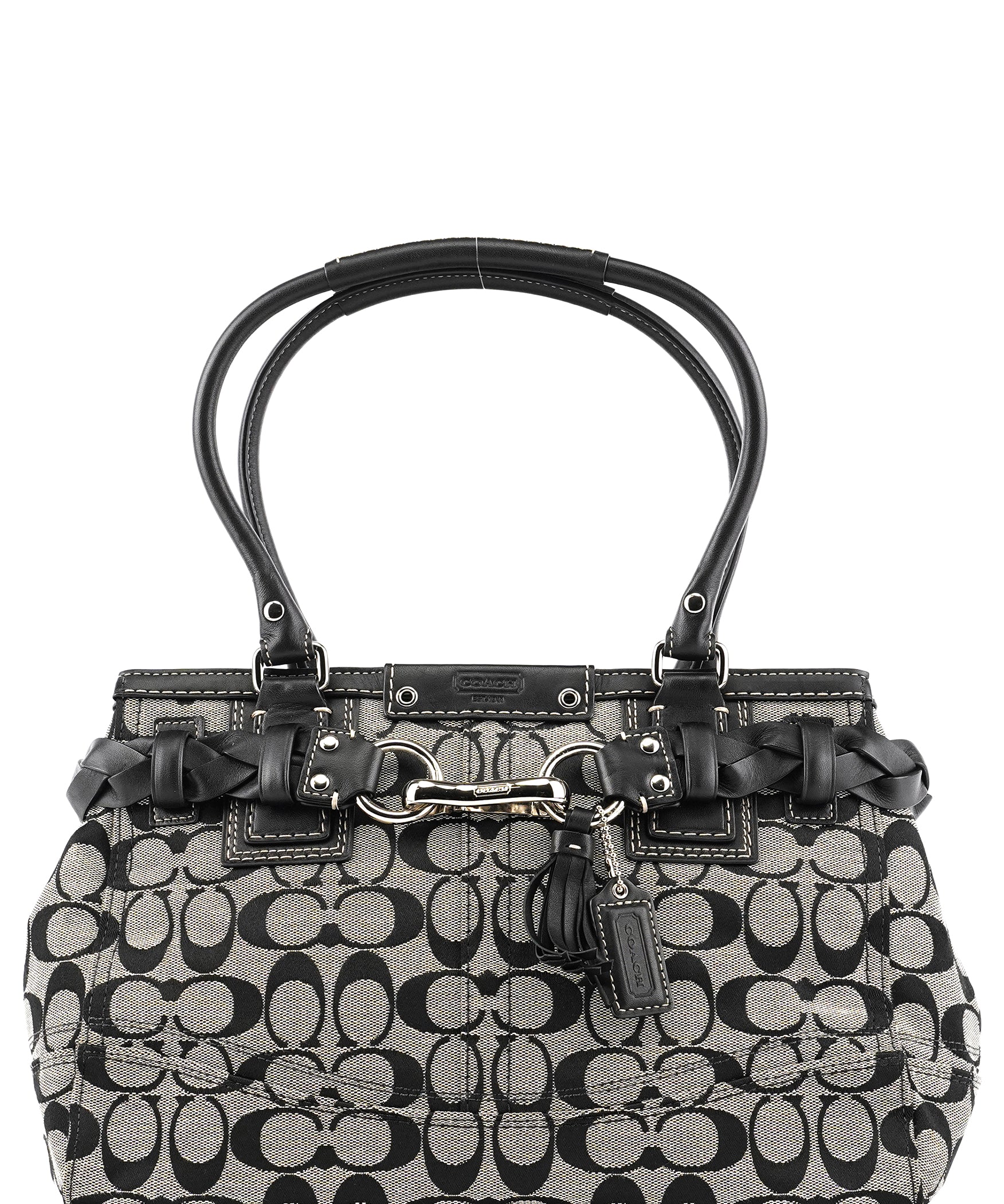 Coach F15665 Grey Black Signature Hamptons Tote Bag