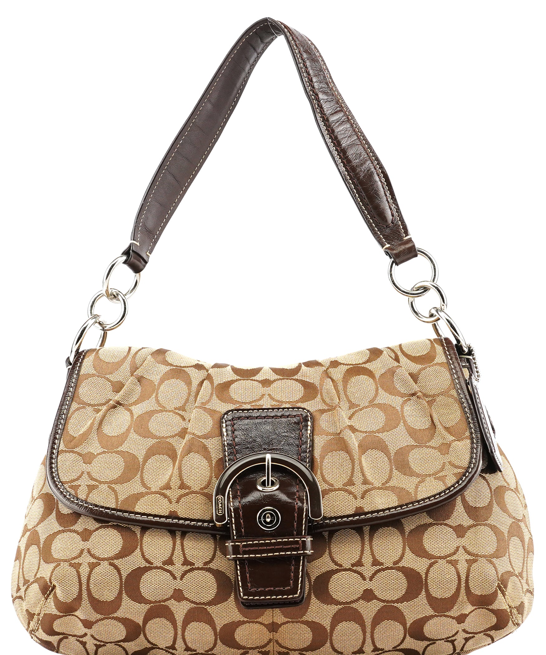 Coach F17093 Brown Signature Shoulder Bag