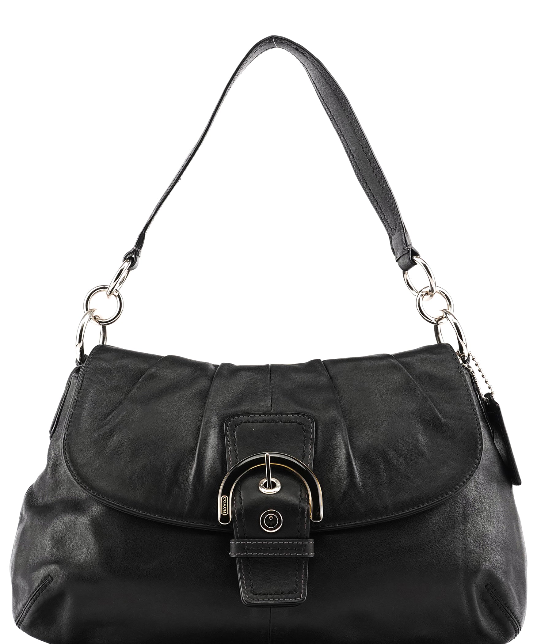 Coach F17217 Black Leather Soho Pleated Shoulder Bag