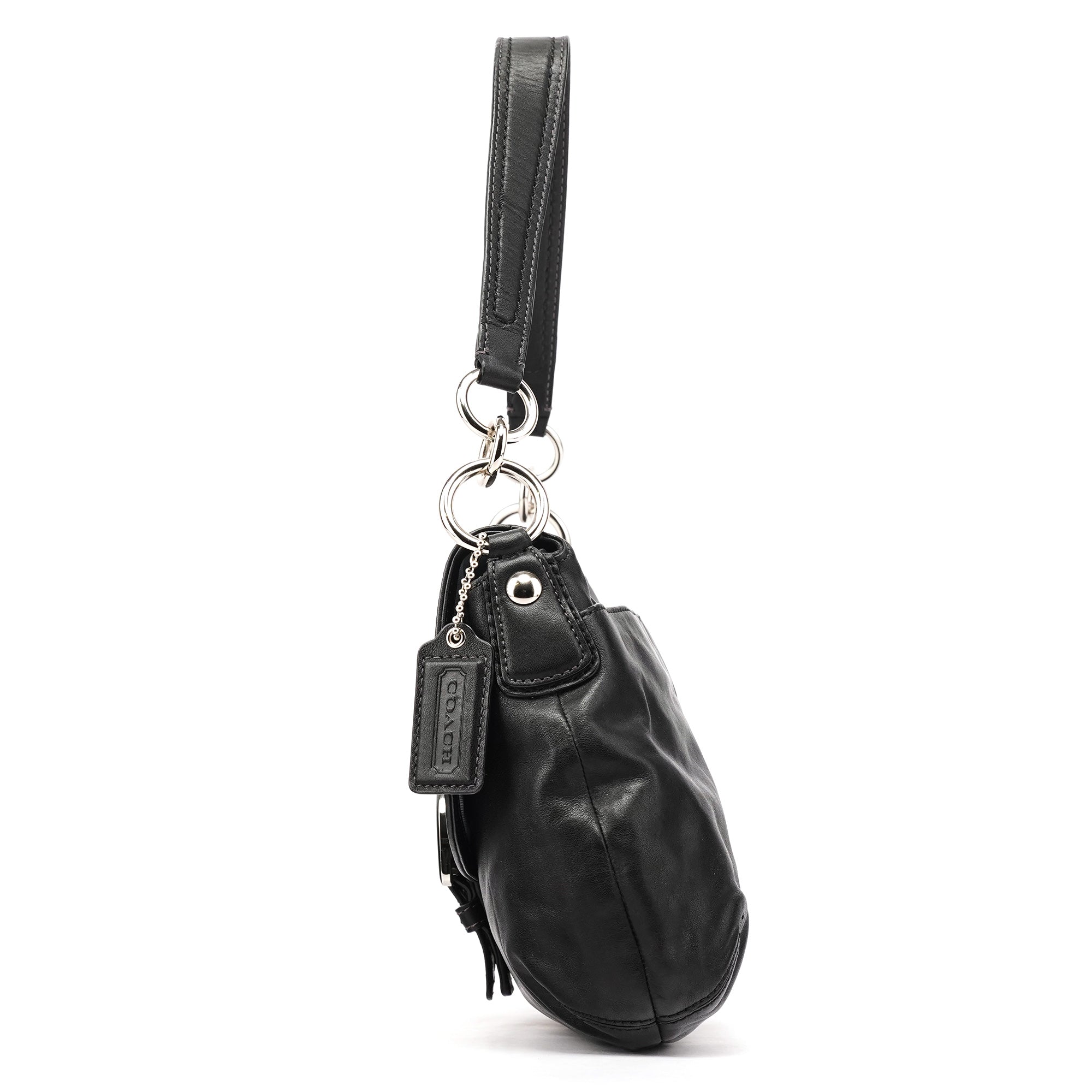Coach F17217 Sac porté épaule Soho Pleated en cuir noir