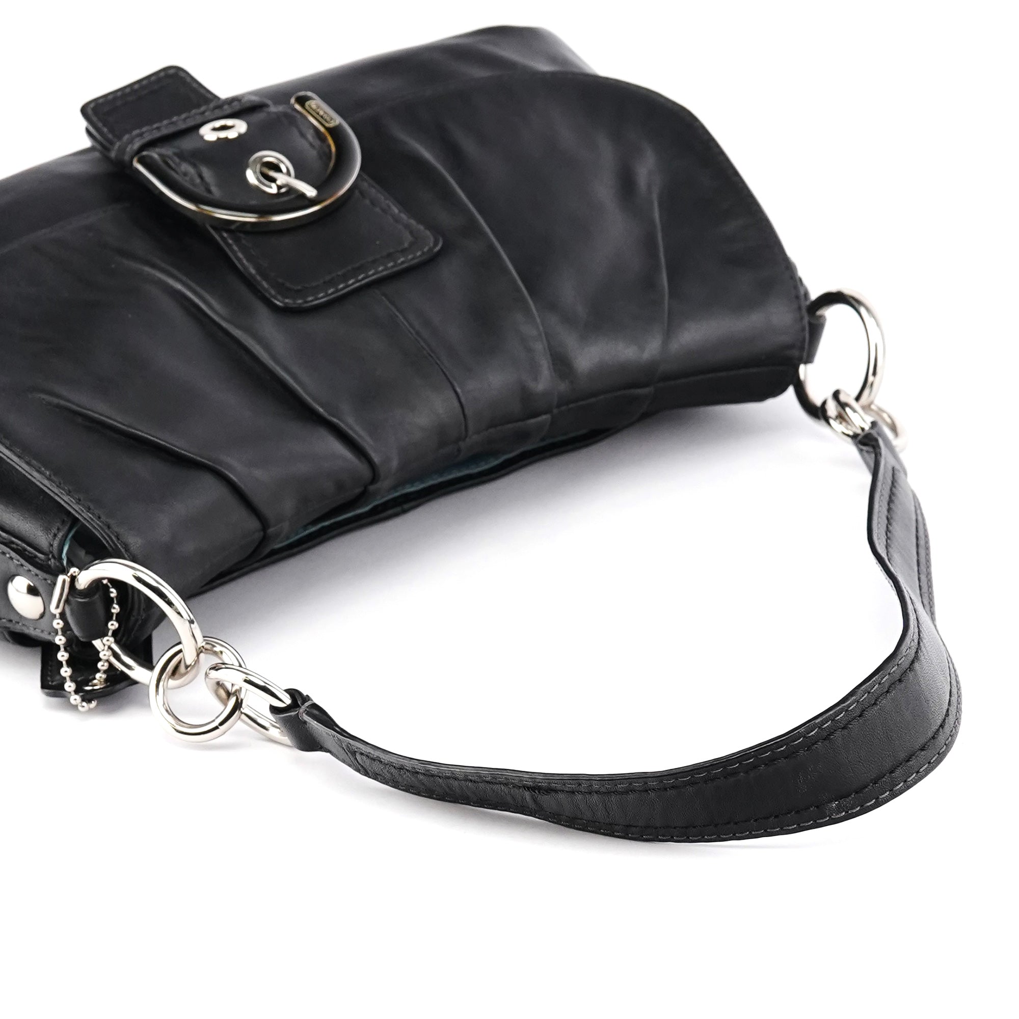 Coach F17217 Sac porté épaule Soho Pleated en cuir noir