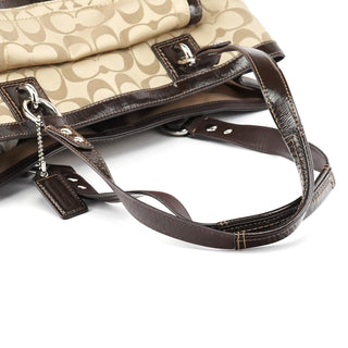 Coach F19043 Beige Signature Turnlock Tote Bag