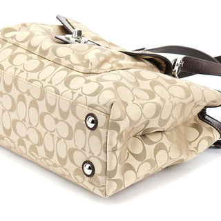 Coach F19043 Beige Signature Turnlock Tote Bag