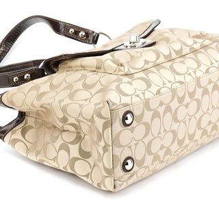 Coach F19043 Beige Signature Turnlock Tote Bag