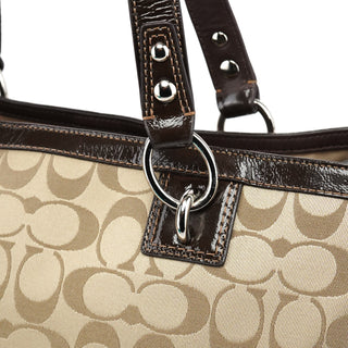 Coach F19043 Beige Signature Turnlock Tote Bag